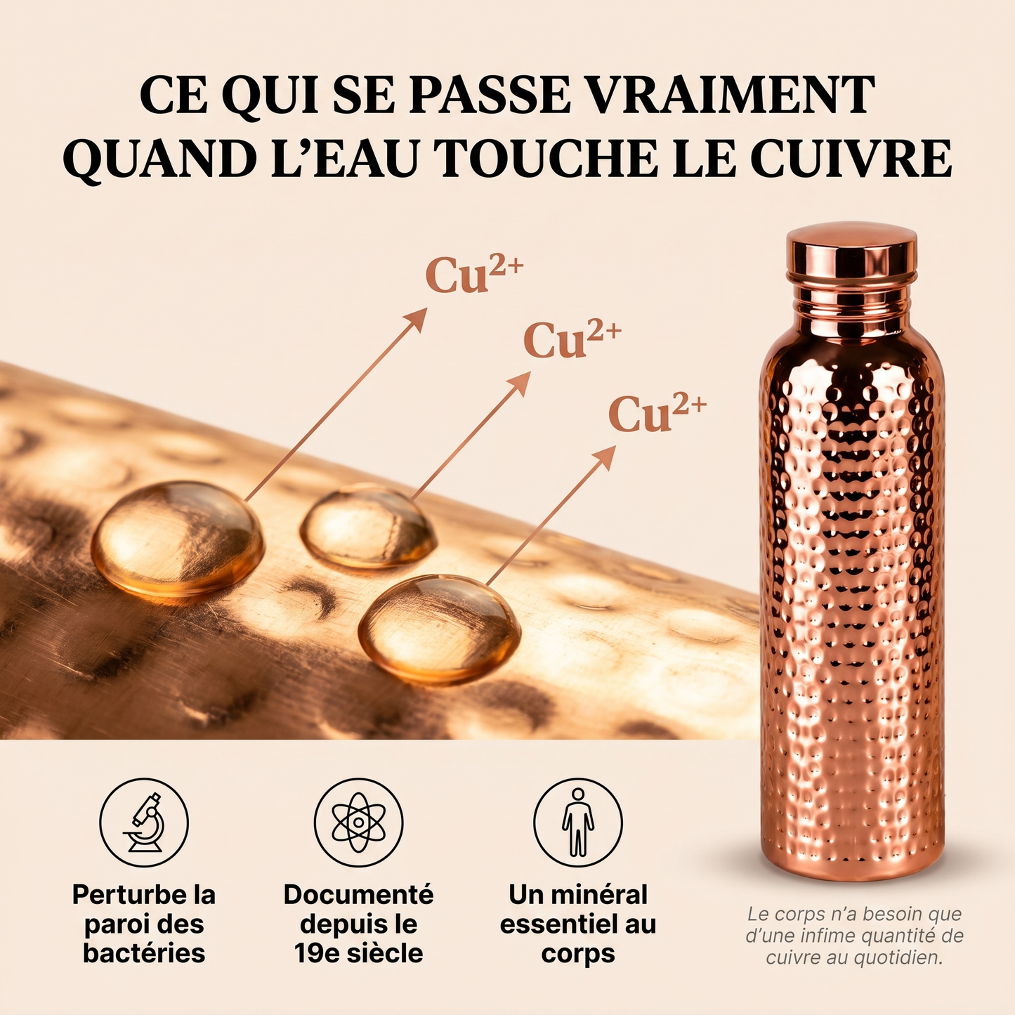 GOURDE EN CUIVRE MASSIF